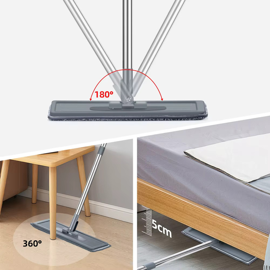 SDARISB Bodenwischer- und Eimerset mit waschbaren Mikrofaserpads für die professionelle Bodenreinigung in Grau - Bild 4