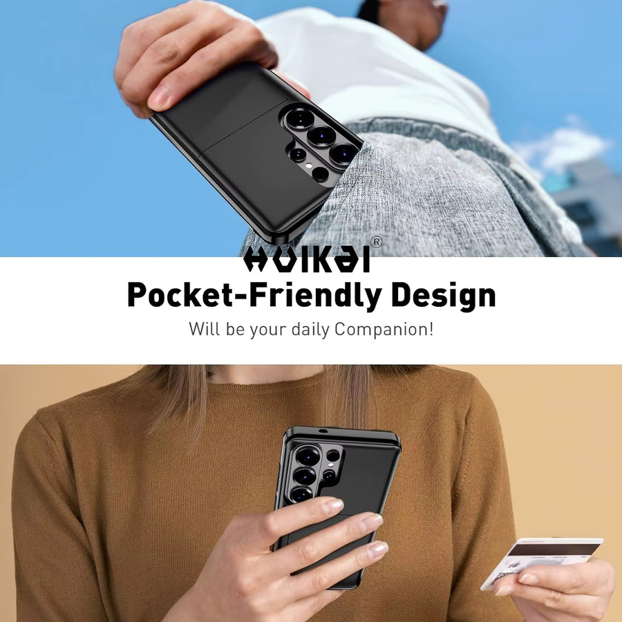 Samsung Handyhülle mit Kartenhalter und Schiebefach für Galaxy S26 Ultra S25 S24 S23 S25 FE S22 in Schwarz und Blau - Bild 6