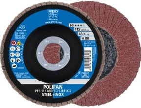 PFERD TOOLS POLIFAN Fächerscheibe PFF Leistungslinie SG STEELOX für Stahl und Edelstahl, Farbe: Mehrfarbig, Durchmesser: 115 mm, Bohrung: 22,23 mm - Bild 1