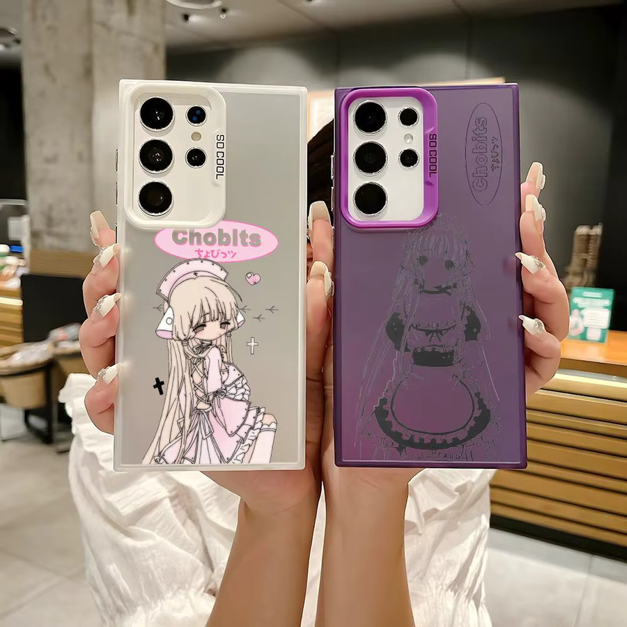 C-Chobits Cute Anime Handyhülle aus Silikon für Samsung Galaxy S25 Edge S24 S23 S22 S21 S20 Ultra in Silber und Mehrfarbig - Bild 2