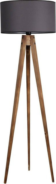 Opviq Stehlampe aus Holz und Stoff in Braun und Grau mit E27 Fassung, B/T/H: 45 x 45 x 153 cm - Bild 1