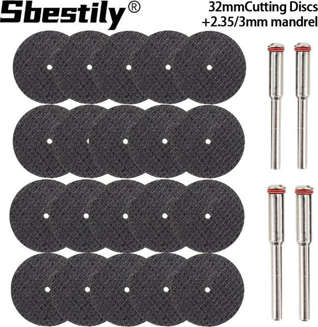 SI FANG 22 Stück Mini-Schleifscheiben 32 mm mit Dornen für Dremel Rotationswerkzeuge zur Metallbearbeitung - Bild 1