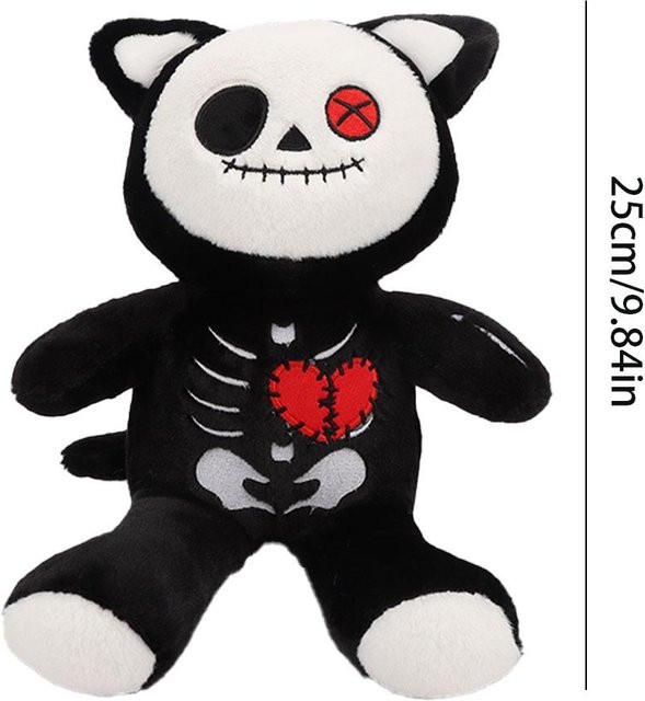 Yiran toy Halloween Schrecklicher Zombie und Skelett Katze Plüschtiere, 25cm, ab 6 Jahren - Bild 1