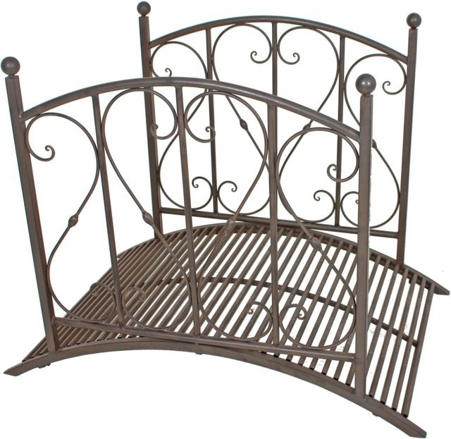 DELUKE Gartenbrücke DOHA aus Stahl mit Geländer in Antik-Optik, Farbe Braun-Schwarz, B: 94,5 cm, T: 81,5 cm, H: 120,5 cm - Bild 1