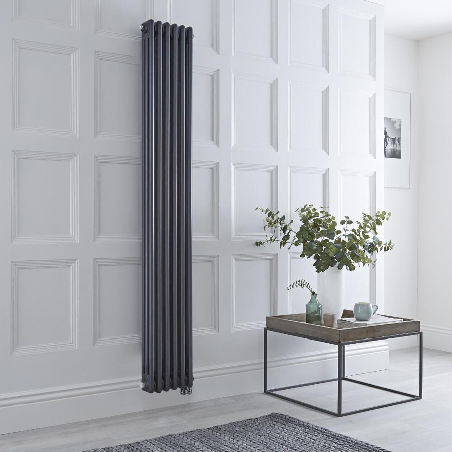 Elektrischer Gliederheizkörper Regent 3 Säulen Vertikal Anthrazit, Leistung: 1200W, Höhe: 180 cm, Breite: 29 cm, Tiefe: 29 cm - Bild 1