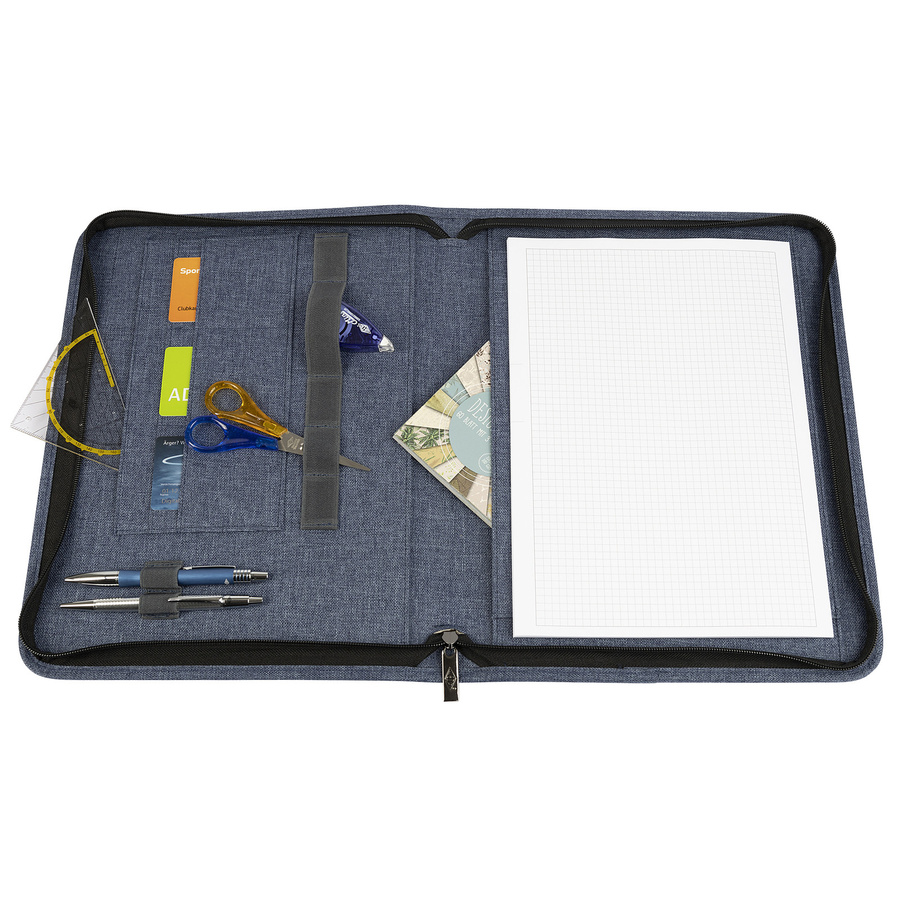 WEDO Schreibmappe DENIM in Blau, A4 Klemmmappe aus Polyester und Kunststoff mit Reißverschluss - Bild 2
