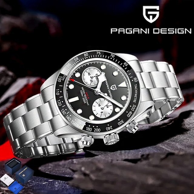 Pagani Design Chronograph, Quarz, Edelstahl, Schwarz, Herren - Bild 1