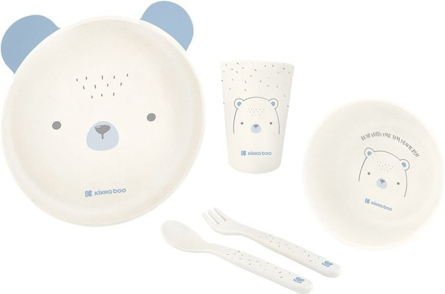 Kikkaboo Kindergeschirr Set Bear with me 5-teilig aus Melamin in Blau mit Tiermotiv - Bild 1