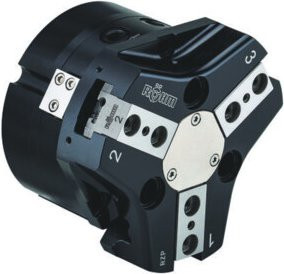 RÖHM Pneumatischer Zentrischgreifer RZP LKR90 in Schwarz aus Aluminium mit 3xM6 KH11,2 BH5 - Bild 1