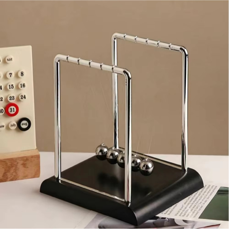 GUEN Newtons Wiege Stahlkugel-Balance-Modell, Physik-Wissenschaft Pendel, Metall, Grau - Bild 5