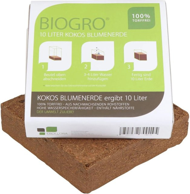 Proflora Biogro torffreie Kokoserde im Quellbeutel, 12 x 10 Liter - Bild 1