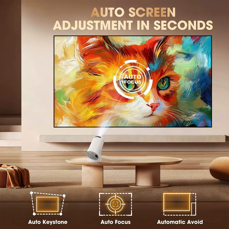 MAOHUTER Outdoor LED-Projektor in Weiß mit 4K UHD, WLAN und HD-Auflösung für Heimkino, Filme und Videospiele - Bild 4