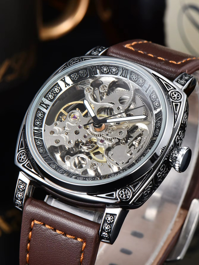 LONGLUX Armbanduhr Automatik, Leder, Schwarz, Herren - Bild 2