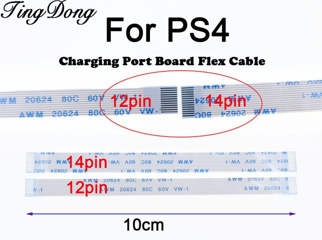 TingDong Ladeanschluss-Platine Flexkabel für PS4 Pro und Slim Light Bar sowie Dreieckige PCB Flexkabel für PS4-Controller (12-Pin oder 14-Pin) - Bild 1