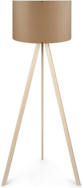 Opviq Stehlampe in Beige mit Holzoptik, E27, B/T/H: 38 x 38 x 140 cm - Bild 1