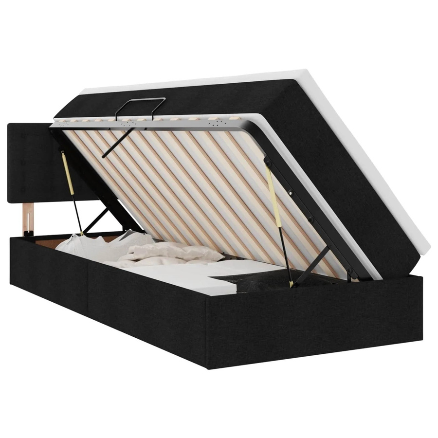 vidaXL Bett mit Stauraum und LED in Schwarz mit USB-Ladeanschluss, B/T/H: 90 x 190 x 194 cm - Bild 2