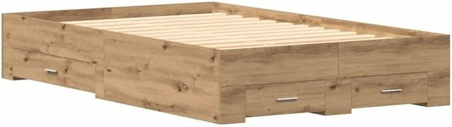 vidaXL Bettrahmen Artisan-Eiche in Braun mit Schubladen aus Holzwerkstoff, B/T/H: 120 x 200 x 32 cm - Bild 1