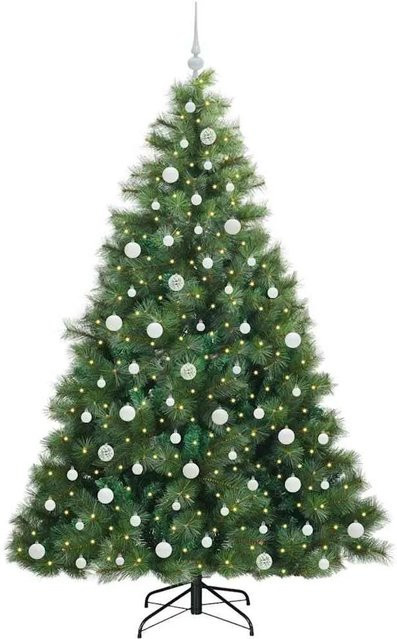 vidaXL Künstlicher Weihnachtsbaum in Grün mit 300 warmweißen LEDs, Höhe: 210 cm, aus PE und PVC - Bild 1