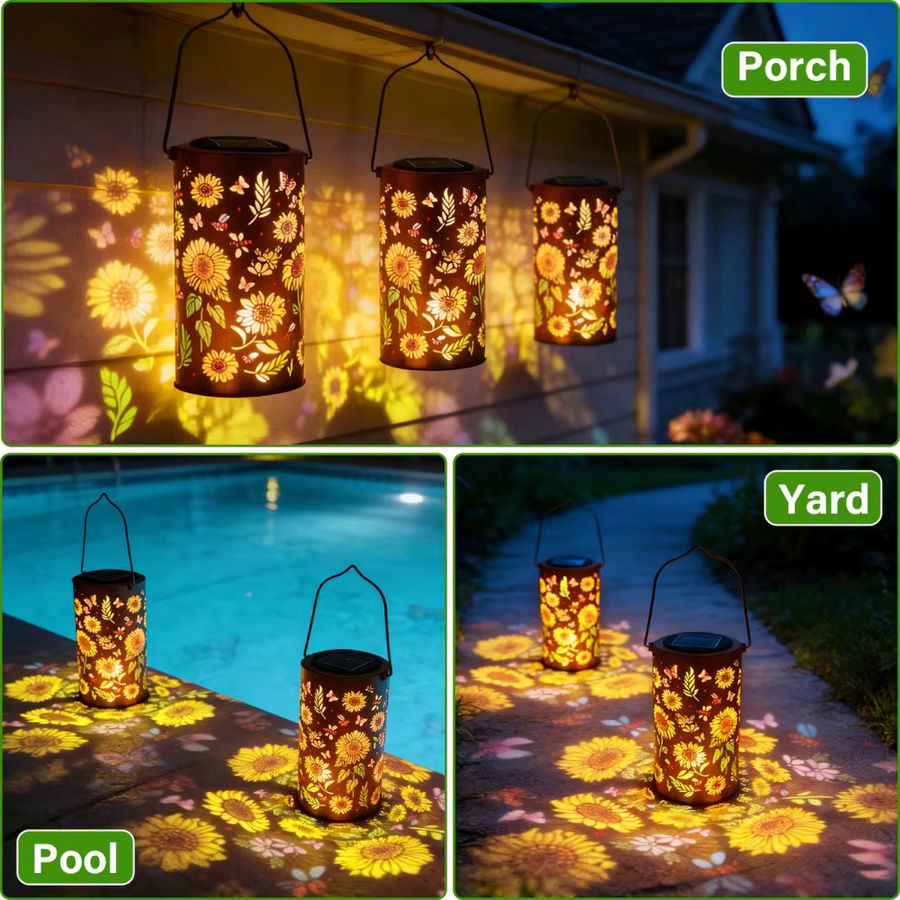 Leclstar RGB Sonnenblumen-Solarleuchten für den Außenbereich, bunte wasserdichte Projektionslampen zur Dekoration von Garten, Veranda und Rasen, Multicolor - Bild 3