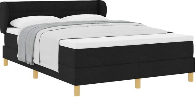 vidaXL Boxspringbett mit Matratze Schwarz aus Stoff und Kiefernholz, B/T/H: 160 x 200 x 88 cm - Bild 1