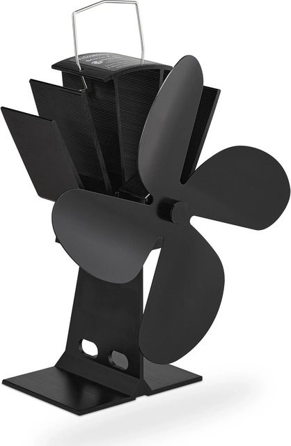 Relaxdays Ofenventilator aus Aluminium in Schwarz B: 21 cm, T: 19 cm, H: 12 cm - Bild 1