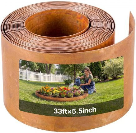 VEVOR Carbon Steel Landscape Edging Gartenbegrenzung aus Kohlenstoffstahl, 1000 x 14 cm, biegsame Metallstreifen für Blumenbeete und Gartenwege, Rostbeständig - Bild 1
