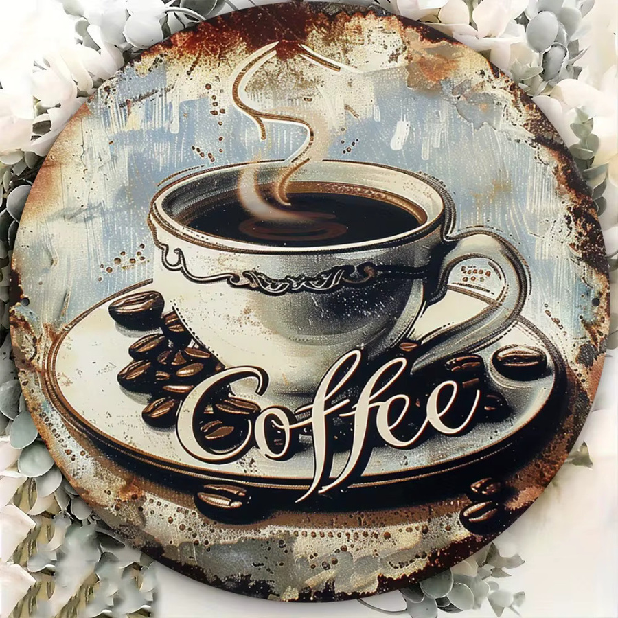 CIFBUY Vintage Coffee Time Retro-Metallschild aus Aluminium, quadratische Wandkunst in Multicolour, Breite: 20,32 cm, Höhe: 20,32 cm, Tiefe: 0,1 cm - Bild 4