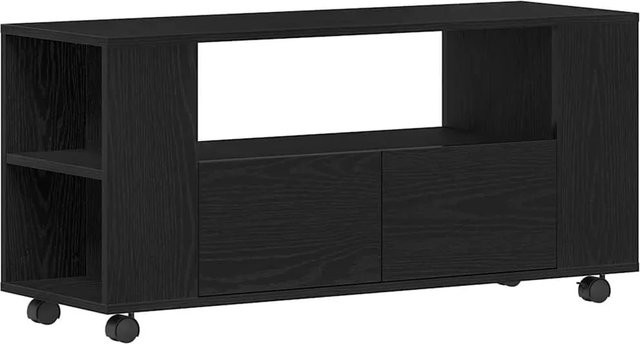 vidaXL TV-Schrank mit Rollen in Schwarz und Eichen-Optik, B/T/H: 102 x 34,5 x 43 cm - Bild 1