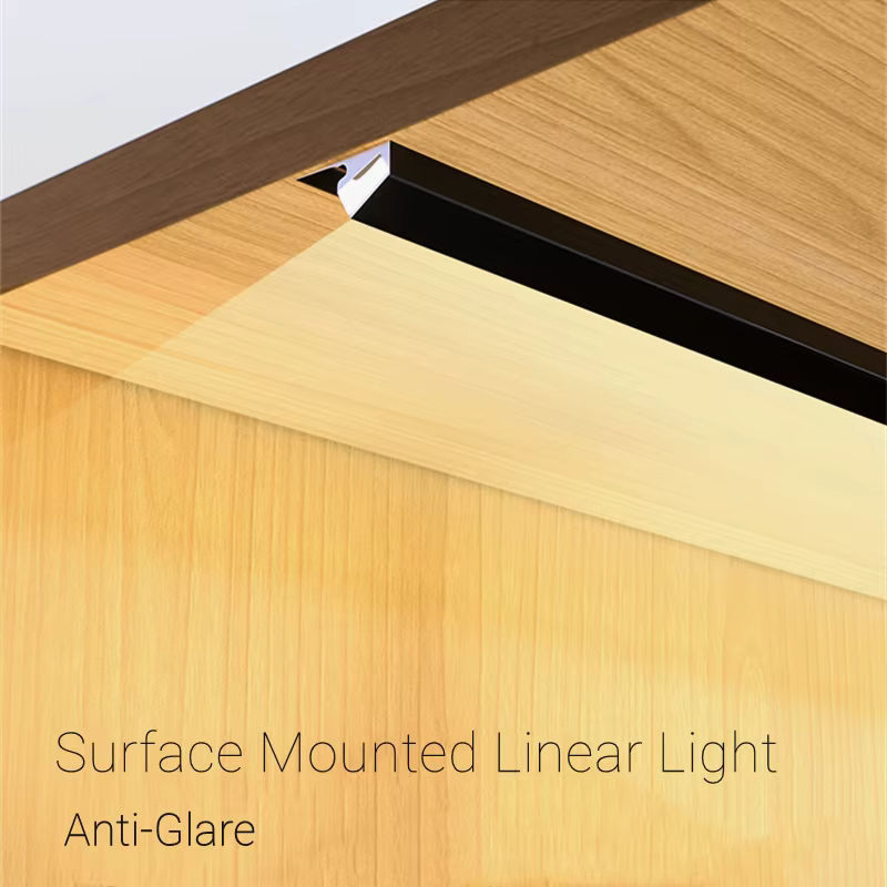 Khelse LED-Linear-Aluminiumprofil für Aufputzmontage in Schwarz mit Diffusor zur Hintergrundbeleuchtung und Schrankbeleuchtung - Bild 6