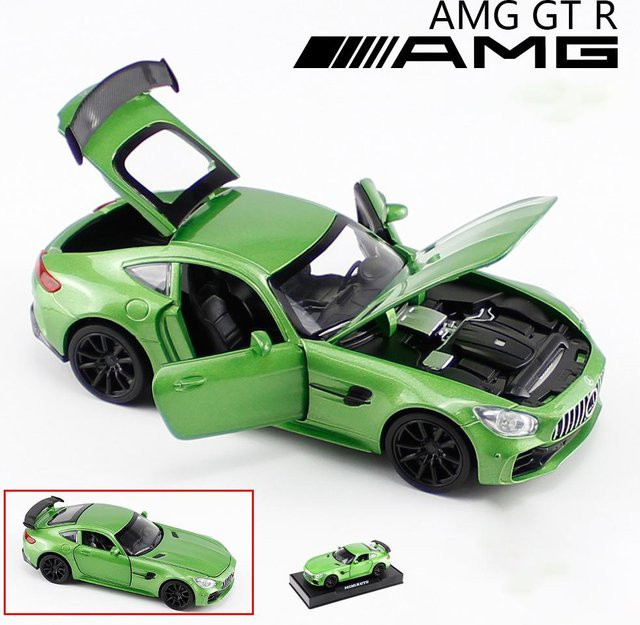 Fourall- Model Cars Benz AMG GTR Sportwagen-Modellspielzeug, 1:32, grün, Druckguss-Legierungsautomodell, zurückziehbare Fahrzeuge - Bild 1