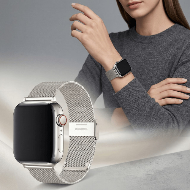 TINUORA Uhrenarmband Edelstahl, Milanese Loop, Silber, Unisex - Bild 1