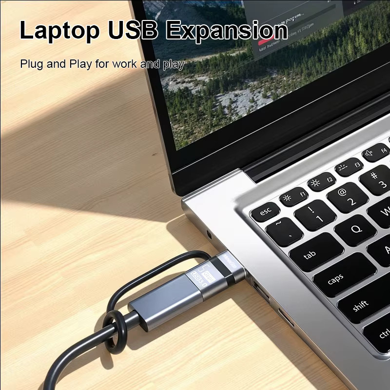 Hagibis Dual USB-C Adapter Splitter mit 100W Ladeanschluss und Kopfhörer OTG Konverter für iPad iPhone und Macbook - Bild 2