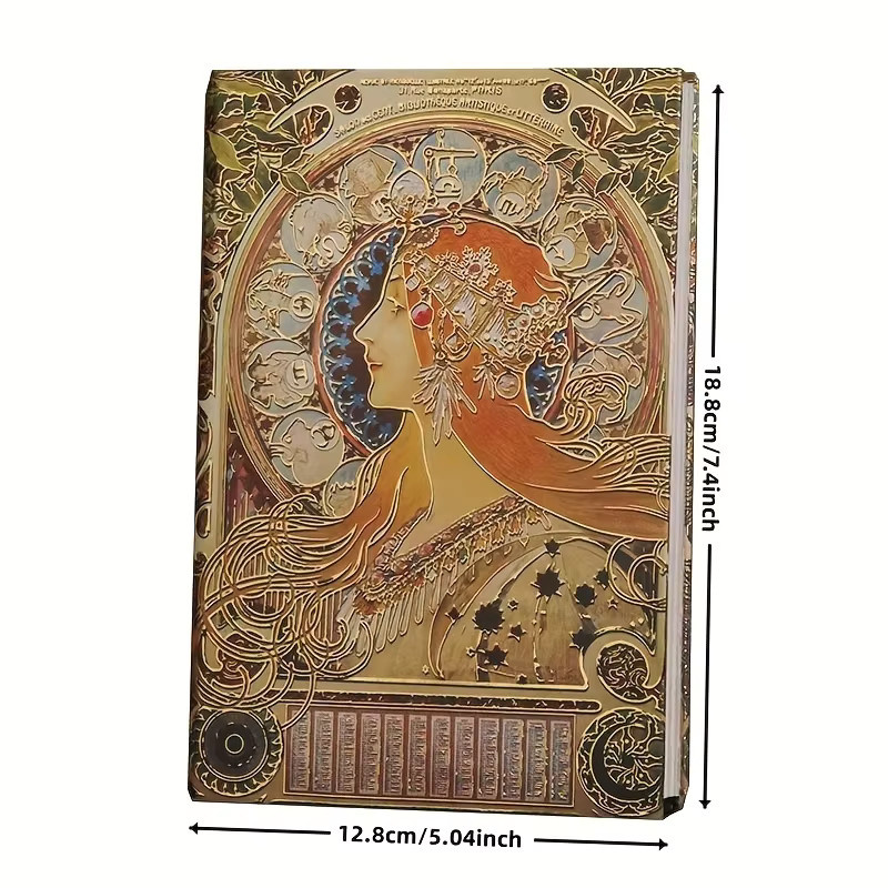 Vintage Magazin Notizbuch für Damen mit dreidimensionaler Vergoldung in Gold und Orange, Hardcover Reiseführer und College Planer aus Papier - Bild 3