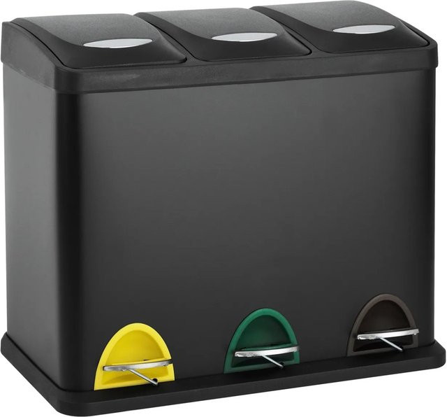 Svita TC3X8 Treteimer Abfalleimer aus pulverbeschichtetem Stahl mit herausnehmbarem Inneneimer, Schwarz, Volumen: 24 l, Höhe: 47 cm, Breite: 28 cm, Tiefe: 38 cm - Bild 1
