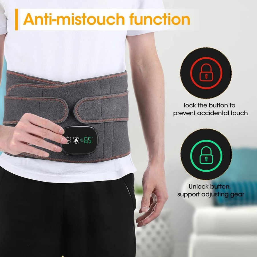 Elektrischer Massagegürtel mit Vibration und Heizung, grau - Bild 2
