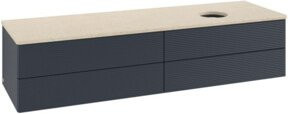 V&B Waschtischunterschrank Antao mit Frontstruktur und Beleuchtung in Botti Matt Blau lackiert, B/T: 160 x 50 cm - Bild 1