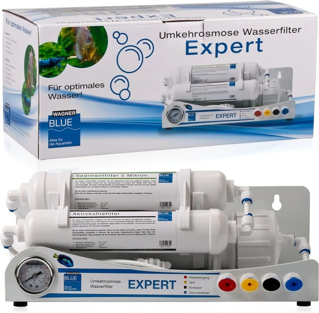 Wagner BLUE Expert Aquaristik Osmoseanlage 100 GPD mit 380 Liter pro Tag in Blau und Weiß - Bild 1