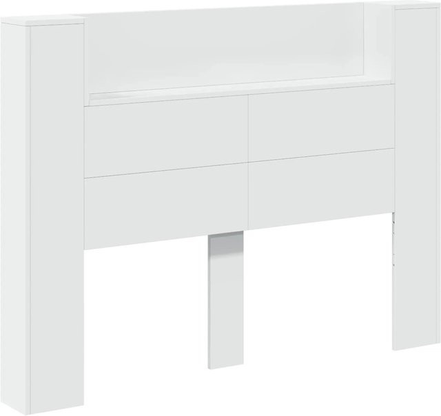 vidaXL Kopfteil-Schrank mit LED und Regal in Weiß, B: 140 cm, T: 16,5 cm, H: 103,5 cm - Bild 1