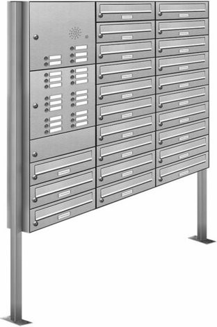 AL Briefkasten für 23 Parteien, freistehendes Briefkastensystem in Silber, B/H/T: 153,415 x 170,0 x 27,5 cm - Bild 1