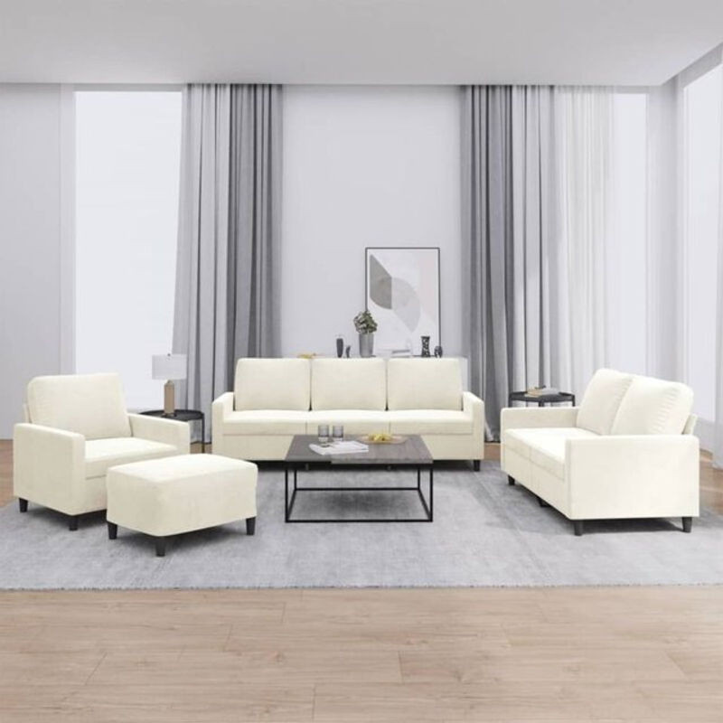 Vidaxl 4-tlg. Sofagarnitur aus Samt in Beige mit Kissen im modernen Design - Bild 1