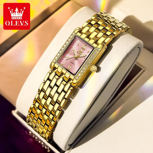 OLEVS Armbanduhr, Edelstahl, Gold, Eckig, Quarz, Damen - Bild 1