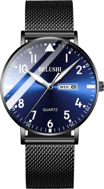 Dream Wristwatches Armbanduhr Edelstahl, Quarz, Blau/Schwarz, Herren - Bild 1
