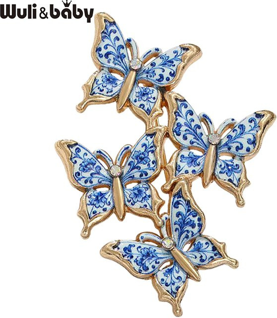 Wuli&baby Brosche Schmetterling, Blau, Weiß, Unisex - Bild 1