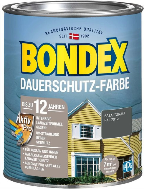 Bondex Dauerschutz-Farbe für Holz in Basaltgrau, seidenglänzend, 0,75 l - Bild 1