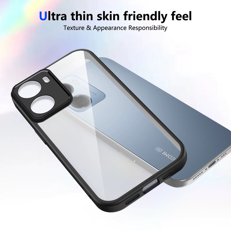 Xiaomi Redmi 15A 5G Handyhülle aus Silikon mit Luftpolster und matter Rückseite, Transparent/Grau - Bild 3
