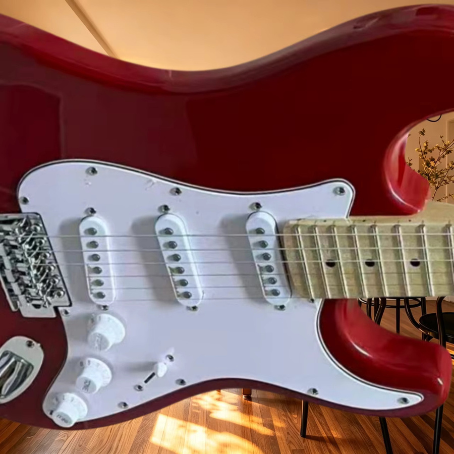 OUCEY E-Gitarre mit Ahornhals und Mahagoni-Korpus in Rot, 6 Saiten für Anfänger - Bild 3