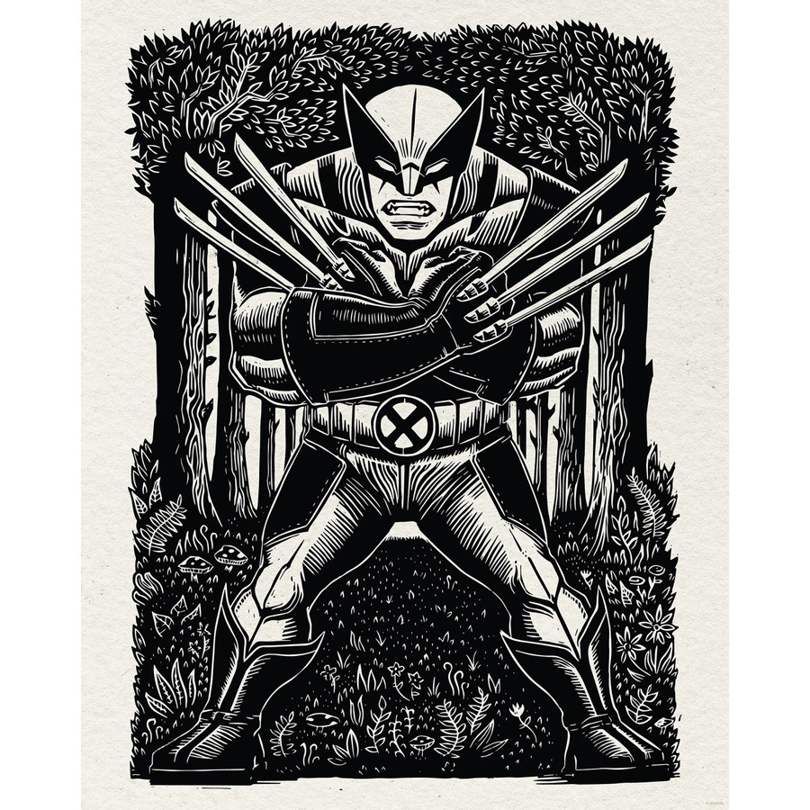 Komar Wandbild Marvel Wolverine Lino-Cut in Schwarz-Weiß, Breite: 40 cm, Höhe: 50 cm - Bild 2