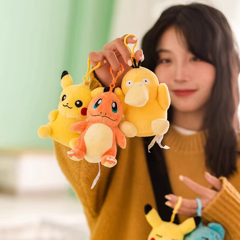 Pokémon Plüsch-Schlüsselanhänger, Pikachu Eevee Mew Bulbasaur Charmander Snorlax Psyduck - Bild 2