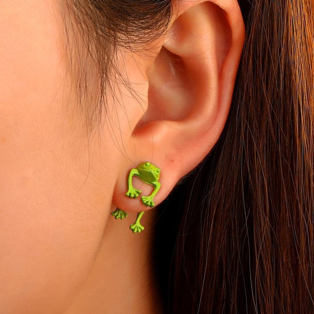 Steckohrringe Messing, Cartoon-Frosch, brown, Unisex - Bild 1
