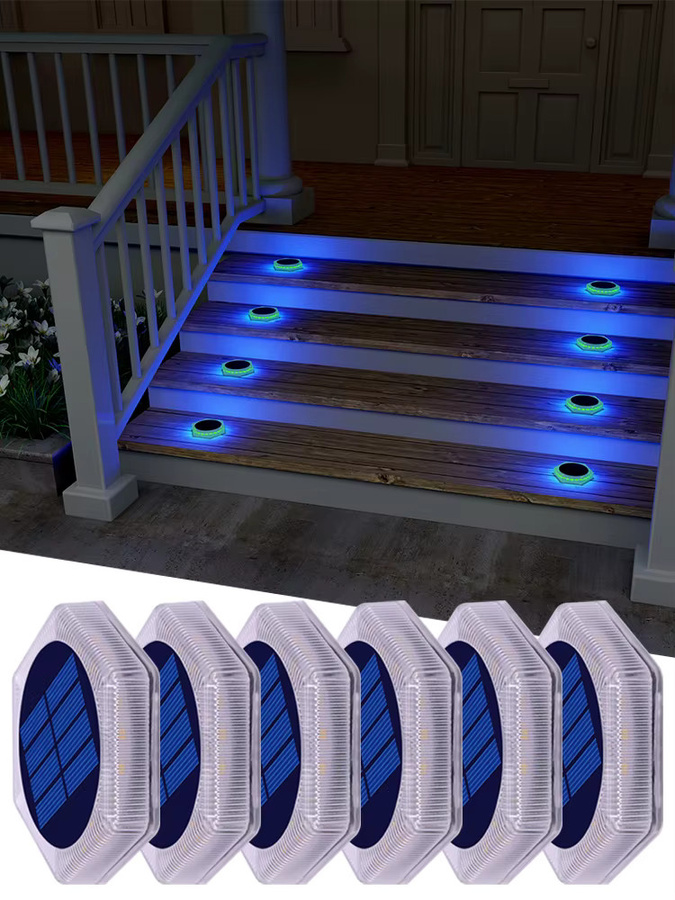 Yilaie Solar-Pool-Lichter in Blau, IP68 wasserdichte Solar-Treppenlichter mit Dämmerungssensor zur Selbstklebung für Außenbereich, Poolzaun und Stufen - Bild 4